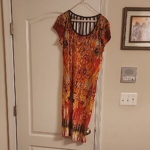 Mlle Gabrielle Asymmetrical Dress in Fiery Hues